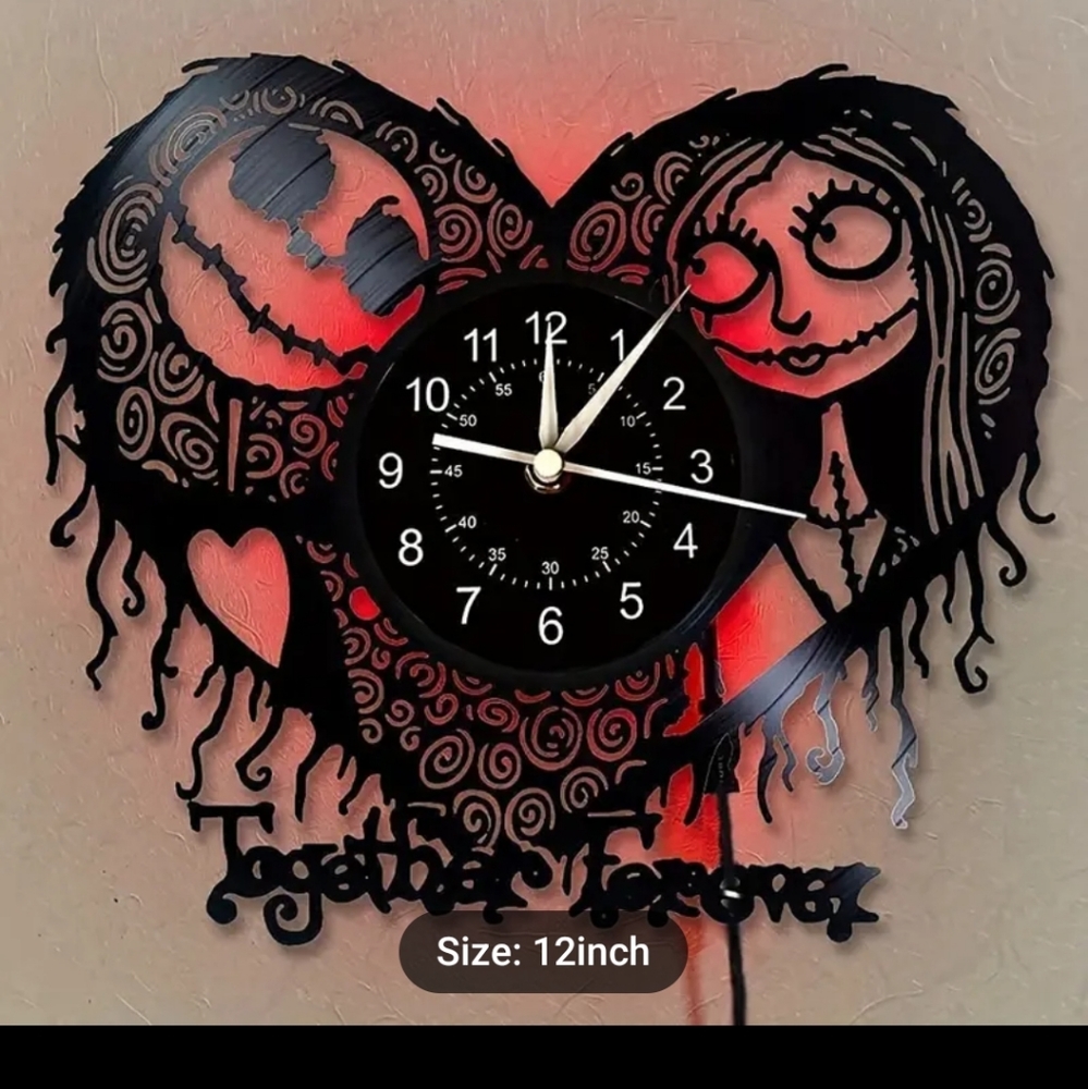 New Jack Sally Skellington Nightmare before Christmas vinyl record wall clock